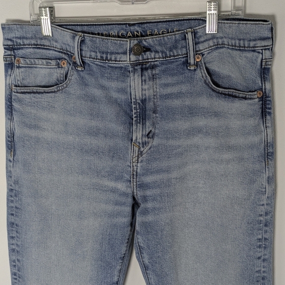 American Eagle Men's 33*34 Orginal Straight Jeans Stretch Denim Blue EUC - Picture 2 of 14